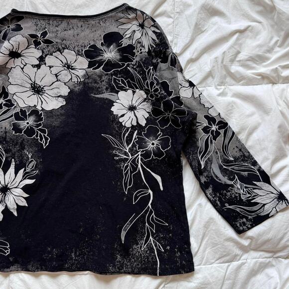 Jess and Jane Vintage 90s y2k rhinestone floral top sz XL witchy boho whimsigoth - Picture 8 of 8